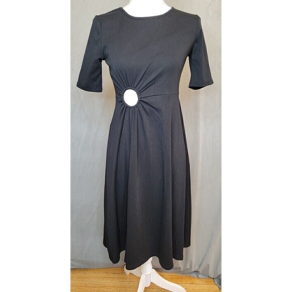 Lilli Sidonio Molly Bracken Size XS/S Black Cotton Knit Cutout Dress, MUST SEE! - Picture 1 of 12